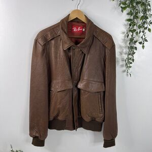 RAY-BAN LAMBSKIN LEATHER BOMBER JACKET MADE IN USA Vintage